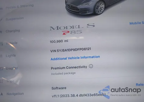 2013 Tesla Model S Performance из США, поврежденный, VIN 5YJSA1DP9DFP06121